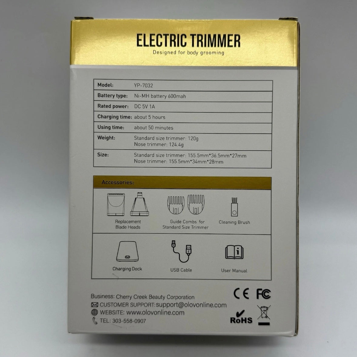 OLOV Electric Trimmer for Body Grooming Model: YP-7032 Factory Sealed