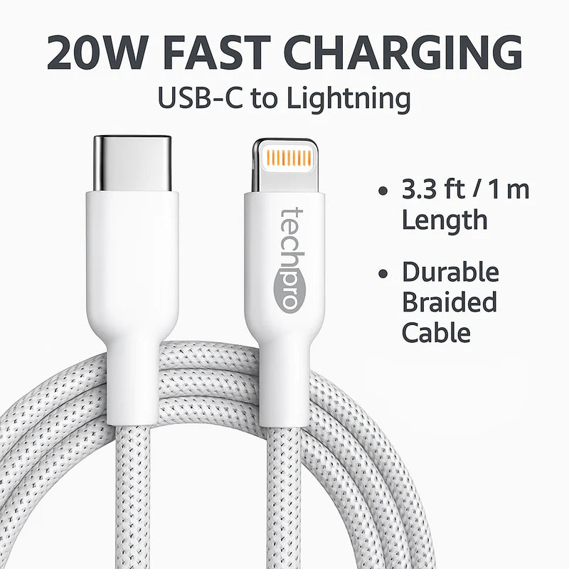 3ft USB C to Lightning cable braided in Retail Box