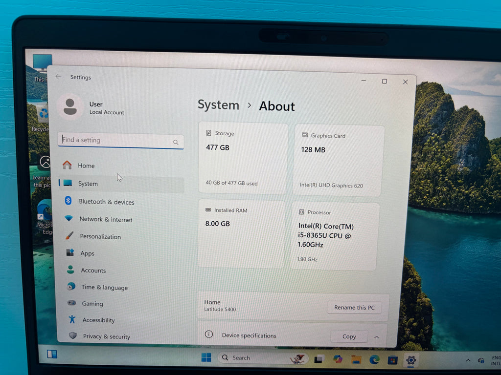 Dell Latitude 5400 laptop with Intel Core i5-8365U 1.9GHz