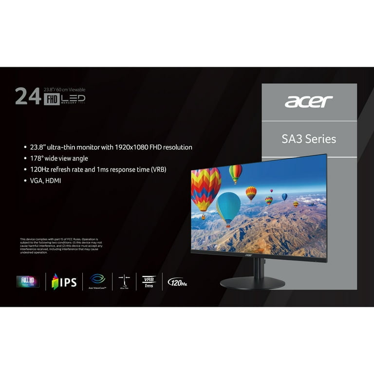 Acer 23.8" Full HD (1920 x 1080) IPS Professional Home Office Monitor