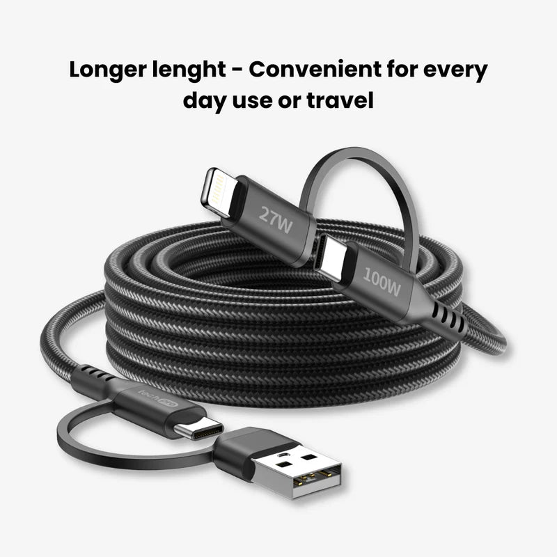 Buy 10ft 4-in-1 Fast Charging Braided Cable in Retail Box Packaging